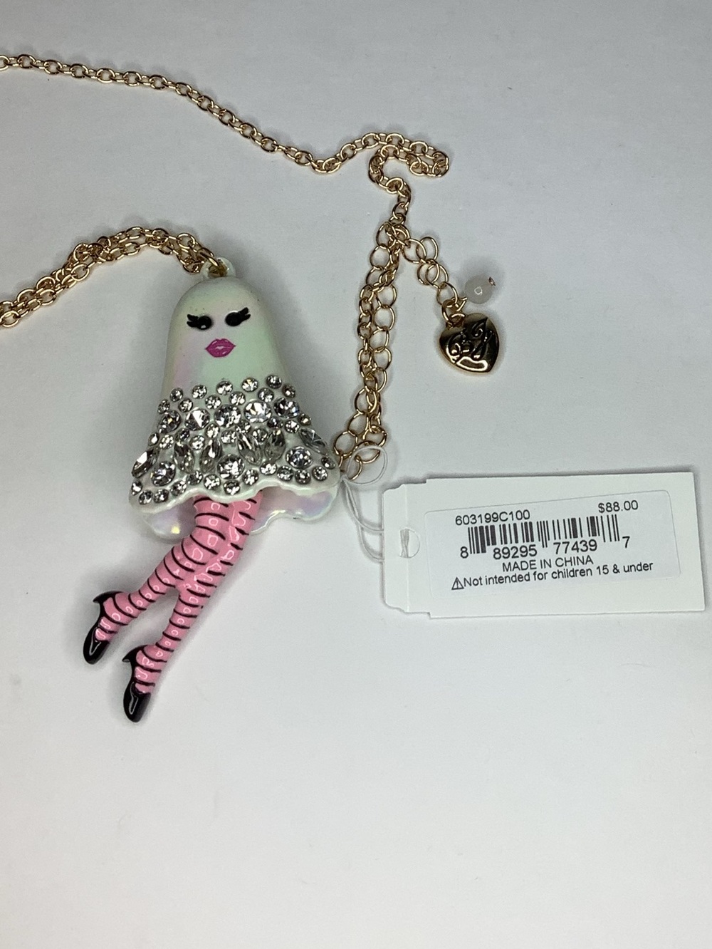 Betsey Johnson Girly Ghost Halloween Pendant Necklace New - Picture 7 of 7